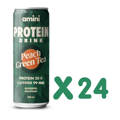 Amini Protein Drink Green Tea Peach 330ml - 24 Pieces
